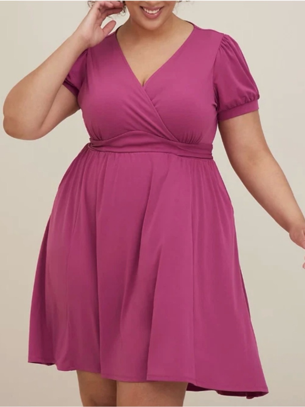 🌸TORRID PURPLE FAUX WRAP SHORT SLEEVE DRESS SIZE 4🌸
